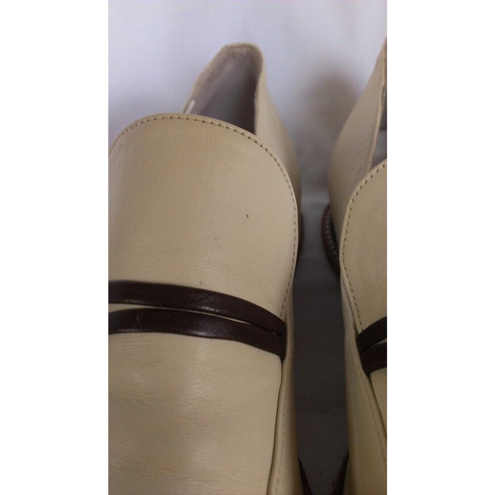 Renouard Plancoet Women's Bone White Tan Wooden Button Loafers Size 41 - US 10.5 - Picture 4 of 9